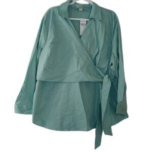 Coldwater Creek Womens Wrap Front Tunic Top in Sea Glass Plus 2X New